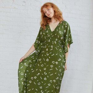 [Rujuta Sheth] Summer kaftan dress (aztec olive print)